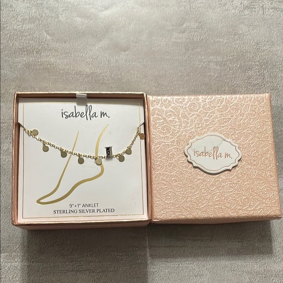 Abella Gold Tone Sterling Silver Plated Anklet - Picture 3 of 3